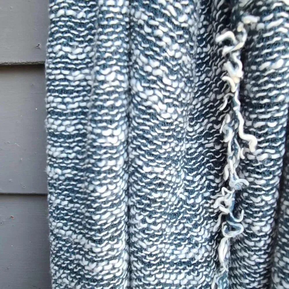 Tickled Pink Blue White Woven Wrap Scarf
